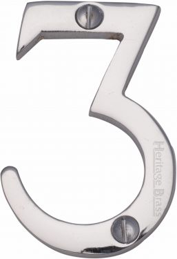 Click Here To Enlarge This Photo Of C1567 3-PC Heritage Brass Numeral 3 Face Fix 51mm &lpar;2"&rpar; Polished Chrome Finish