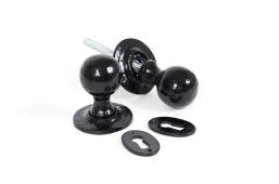 33252 From The Anvil Black Round Mortice&sol;Rim Knob Set