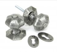 33643 From The Anvil Pewter Patina Octagonal Mortice&sol;Rim Knob Set