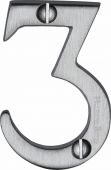 C1567 3-SC Heritage Brass Numeral 3 Face Fix 51mm &lpar;2"&rpar; Satin Chrome Finish