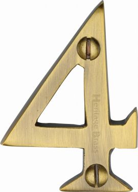Click Here To Enlarge This Photo Of C1567 4-AT Heritage Brass Numeral 4 Face Fix 51mm &lpar;2"&rpar; Antique Brass Finish