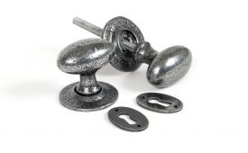 33644 From The Anvil Pewter Oval Mortice&sol;Rim Knob Set