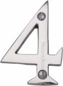 C1567 4-PC Heritage Brass Numeral 4 Face Fix 51mm &lpar;2"&rpar; Polished Chrome Finish