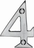 C1567 4-SC Heritage Brass Numeral 4 Face Fix 51mm &lpar;2"&rpar; Satin Chrome Finish