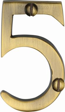 Click Here To Enlarge This Photo Of C1567 5-AT Heritage Brass Numeral 5 Face Fix 51mm &lpar;2"&rpar; Antique Brass Finish