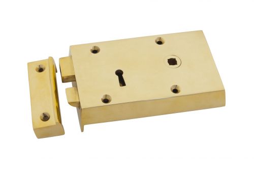 Click Here To Enlarge This Photo Of 83580 From The Anvil Polished Brass Right Hand Rim Lock - Small