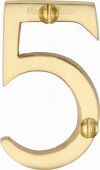 C1567 5-SB Heritage Brass Numeral 5 Face Fix 51mm &lpar;2"&rpar; Satin Brass Finish