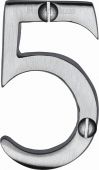 C1567 5-SC Heritage Brass Numeral 5 Face Fix 51mm &lpar;2"&rpar; Satin Chrome Finish