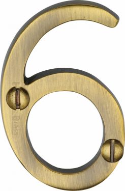 Click Here To Enlarge This Photo Of C1567 6-AT Heritage Brass Numeral 6 Face Fix 51mm &lpar;2"&rpar; Antique Brass Finish