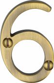 C1567 6-AT Heritage Brass Numeral 6 Face Fix 51mm &lpar;2"&rpar; Antique Brass Finish