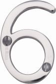 C1567 6-PC Heritage Brass Numeral 6 Face Fix 51mm &lpar;2"&rpar; Polished Chrome Finish