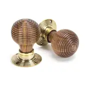 83573 From The Anvil Rosewood Mortice&sol;Rim Beehive Knob Set - Aged Brass Roses