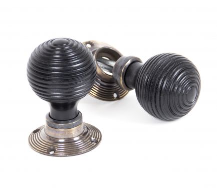 Click Here To Enlarge This Photo Of 83574 From The Anvil Ebony Mortice&sol;Rim Beehive Knob Set - Aged Brass Roses
