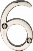 C1567 6-PNF Heritage Brass Numeral 6 Face Fix 51mm &lpar;2"&rpar; Polished Nickel Finish