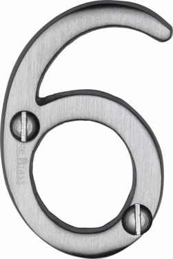 Click Here To Enlarge This Photo Of C1567 6-SC Heritage Brass Numeral 6 Face Fix 51mm &lpar;2"&rpar; Satin Chrome Finish