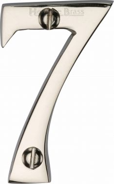 Click Here To Enlarge This Photo Of C1567 7-PNF Heritage Brass Numeral 7 Face Fix 51mm &lpar;2"&rpar; Polished Nickel Finish