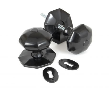 Click Here To Enlarge This Photo Of 33065 From The Anvil Black Octagonal Mortice&sol;Rim Knob Set - Large