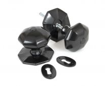 33065 From The Anvil Black Octagonal Mortice&sol;Rim Knob Set - Large