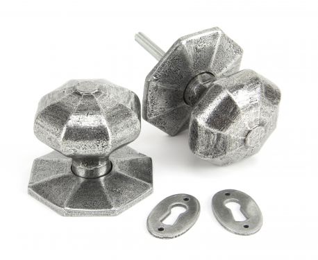 Click Here To Enlarge This Photo Of 33066 From The Anvil Pewter Octagonal Mortice&sol;Rim Knob Set - Large
