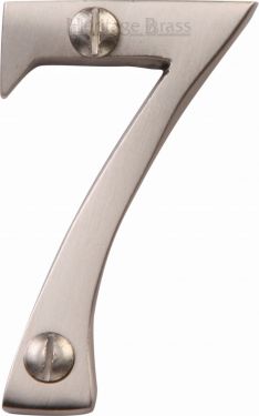 Click Here To Enlarge This Photo Of C1567 7-SN Heritage Brass Numeral 7 Face Fix 51mm &lpar;2"&rpar; Satin Nickel Finish