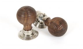 83635 From The Anvil Rosewood Mortice&sol;Rim Beehive Knob Set - Polished Nickel Roses