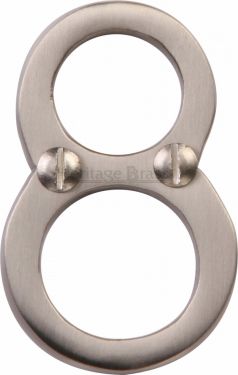 Click Here To Enlarge This Photo Of C1567 8-SN Heritage Brass Numeral 8 Face Fix 51mm &lpar;2"&rpar; Satin Nickel Finish