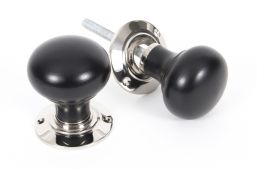 83838 From The Anvil Ebony & Polished Nickel Bun Mortice&sol;Rim Knob Set