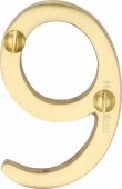 C1567 9-SB Heritage Brass Numeral 9 Face Fix 51mm &lpar;2"&rpar; Satin Brass Finish