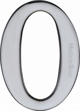 Click Here To Enlarge This Photo Of C1568 0-PC Heritage Brass Numeral 0 Self Adhesive 51mm &lpar;2"&rpar; Polished Chrome Finish