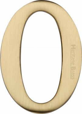 Click Here To Enlarge This Photo Of C1568 0-SB Heritage Brass Numeral 0 Self Adhesive 51mm &lpar;2"&rpar; Satin Brass Finish