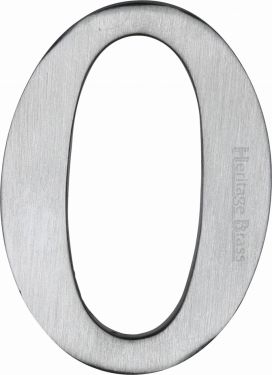 Click Here To Enlarge This Photo Of C1568 0-SC Heritage Brass Numeral 0 Self Adhesive 51mm &lpar;2"&rpar; Satin Chrome Finish