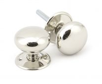 91530 From The Anvil Polished Nickel 57mm Mushroom Mortice&sol;Rim Knob Set