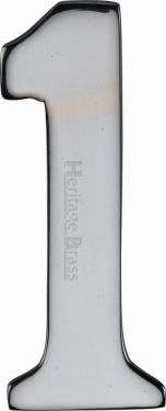 Click Here To Enlarge This Photo Of C1568 1-PC Heritage Brass Numeral 1 Self Adhesive 51mm &lpar;2"&rpar; Polished Chrome Finish