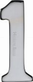 C1568 1-PC Heritage Brass Numeral 1 Self Adhesive 51mm &lpar;2"&rpar; Polished Chrome Finish