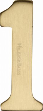 Click Here To Enlarge This Photo Of C1568 1-SB Heritage Brass Numeral 1 Self Adhesive 51mm &lpar;2"&rpar; Satin Brass Finish