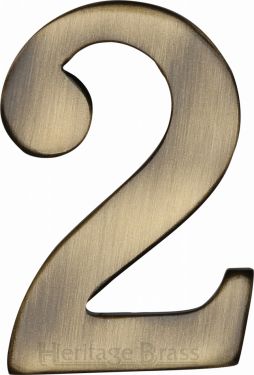 Click Here To Enlarge This Photo Of C1568 2-AT Heritage Brass Numeral 2 Self Adhesive 51mm &lpar;2"&rpar; Antique Brass Finish