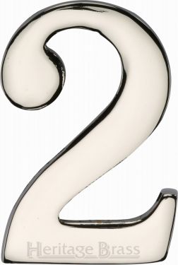 Click Here To Enlarge This Photo Of C1568 2-PNF Heritage Brass Numeral 2 Self Adhesive 51mm &lpar;2"&rpar; Polished Nickel Finish