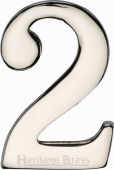 C1568 2-PNF Heritage Brass Numeral 2 Self Adhesive 51mm &lpar;2"&rpar; Polished Nickel Finish