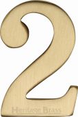 C1568 2-SB Heritage Brass Numeral 2 Self Adhesive 51mm &lpar;2"&rpar; Satin Brass Finish