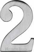 C1568 2-SC Heritage Brass Numeral 2 Self Adhesive 51mm &lpar;2"&rpar; Satin Chrome Finish
