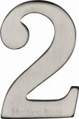 C1568 2-SN Heritage Brass Numeral 2 Self Adhesive 51mm &lpar;2"&rpar; Satin Nickel Finish