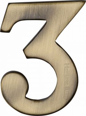 Click Here To Enlarge This Photo Of C1568 3-AT Heritage Brass Numeral 3 Self Adhesive 51mm &lpar;2"&rpar; Antique Brass Finish