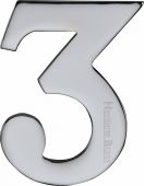 C1568 3-PC Heritage Brass Numeral 3 Self Adhesive 51mm &lpar;2"&rpar; Polished Chrome Finish