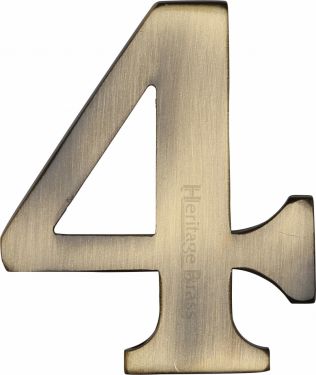 Click Here To Enlarge This Photo Of C1568 4-AT Heritage Brass Numeral 4 Self Adhesive 51mm &lpar;2"&rpar; Antique Brass Finish