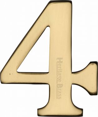 Click Here To Enlarge This Photo Of C1568 4-PB Heritage Brass Numeral 4 Self Adhesive 51mm &lpar;2"&rpar; Polished Brass Finish