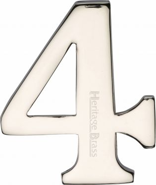 Click Here To Enlarge This Photo Of C1568 4-PNF Heritage Brass Numeral 4 Self Adhesive 51mm &lpar;2"&rpar; Polished Nickel Finish