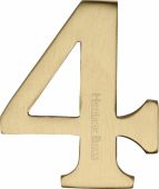 C1568 4-SB Heritage Brass Numeral 4 Self Adhesive 51mm &lpar;2"&rpar; Satin Brass Finish