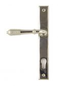33316 From The Anvil Polished Nickel Reeded Slimline Lever Espag&period; Lock Set  - 92mm Centres - 212mm Screw Centres