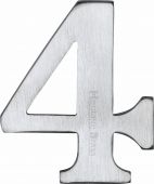 C1568 4-SC Heritage Brass Numeral 4 Self Adhesive 51mm &lpar;2"&rpar; Satin Chrome Finish