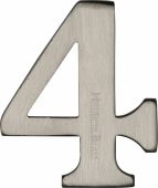 C1568 4-SN Heritage Brass Numeral 4 Self Adhesive 51mm &lpar;2"&rpar; Satin Nickel Finish